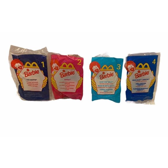 McDonald’s 1998 Barbie Figurine 4 Piece Incomplete Happy Meal Toy Set - Picture 1 of 12